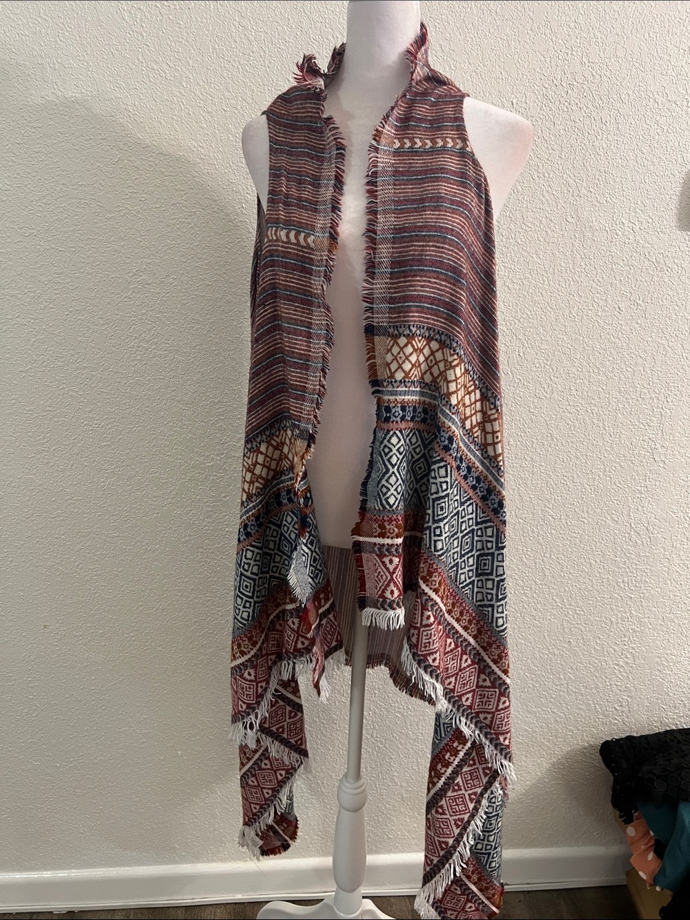 Bohemian Stripe & Diamond Pattern Shawl - Multi-Color